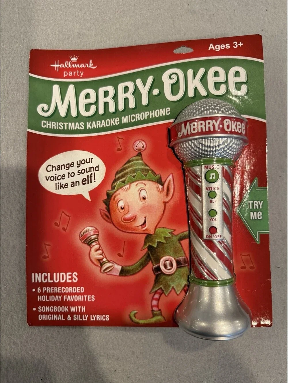 Hallmark Party Merry Okee Christmas Elf Karaoke Microphone New Sealed